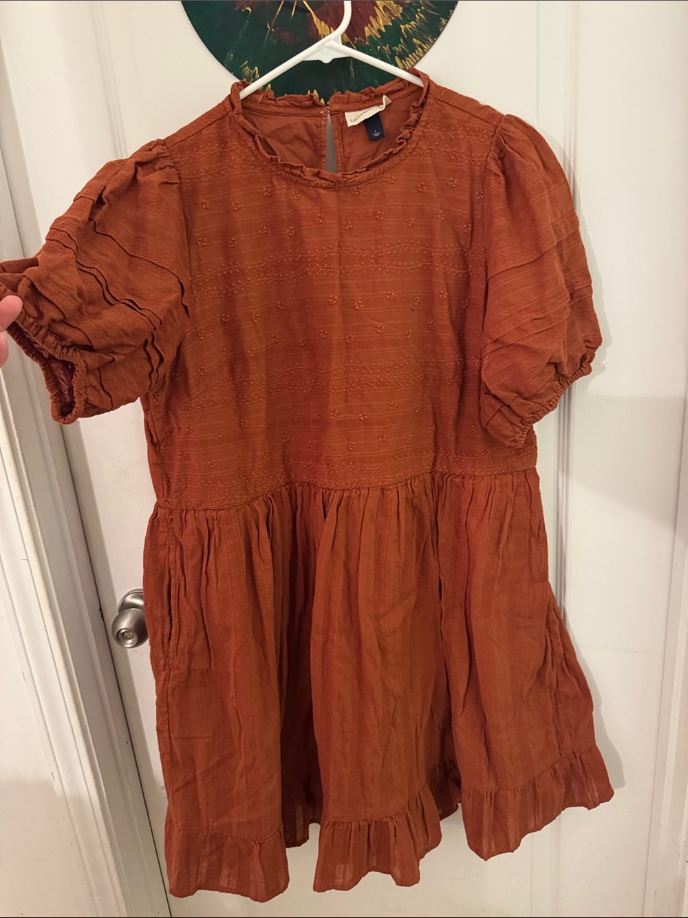 Universal Thread Rust Ruffled Neckline Top